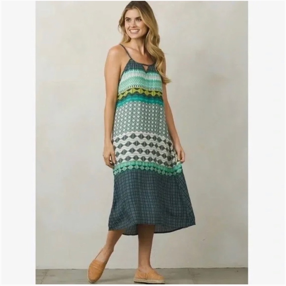 PrAna | Nari Geometric Halter Midi Dress L